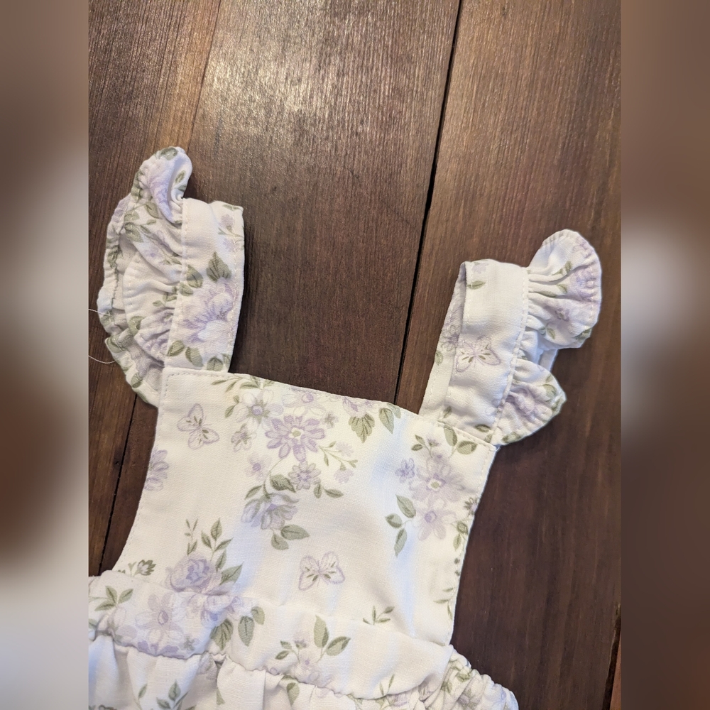 Nicole Miller New York 0-3 Months Infant Girls White Floral‎ Dress With Ruffles - Picture 8 of 8